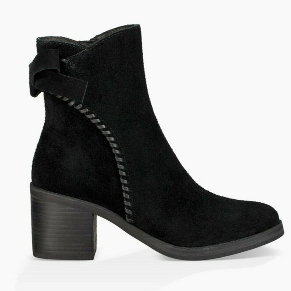 UGG Black Ankle Boots with Bow Detail - Picture 1 of 12